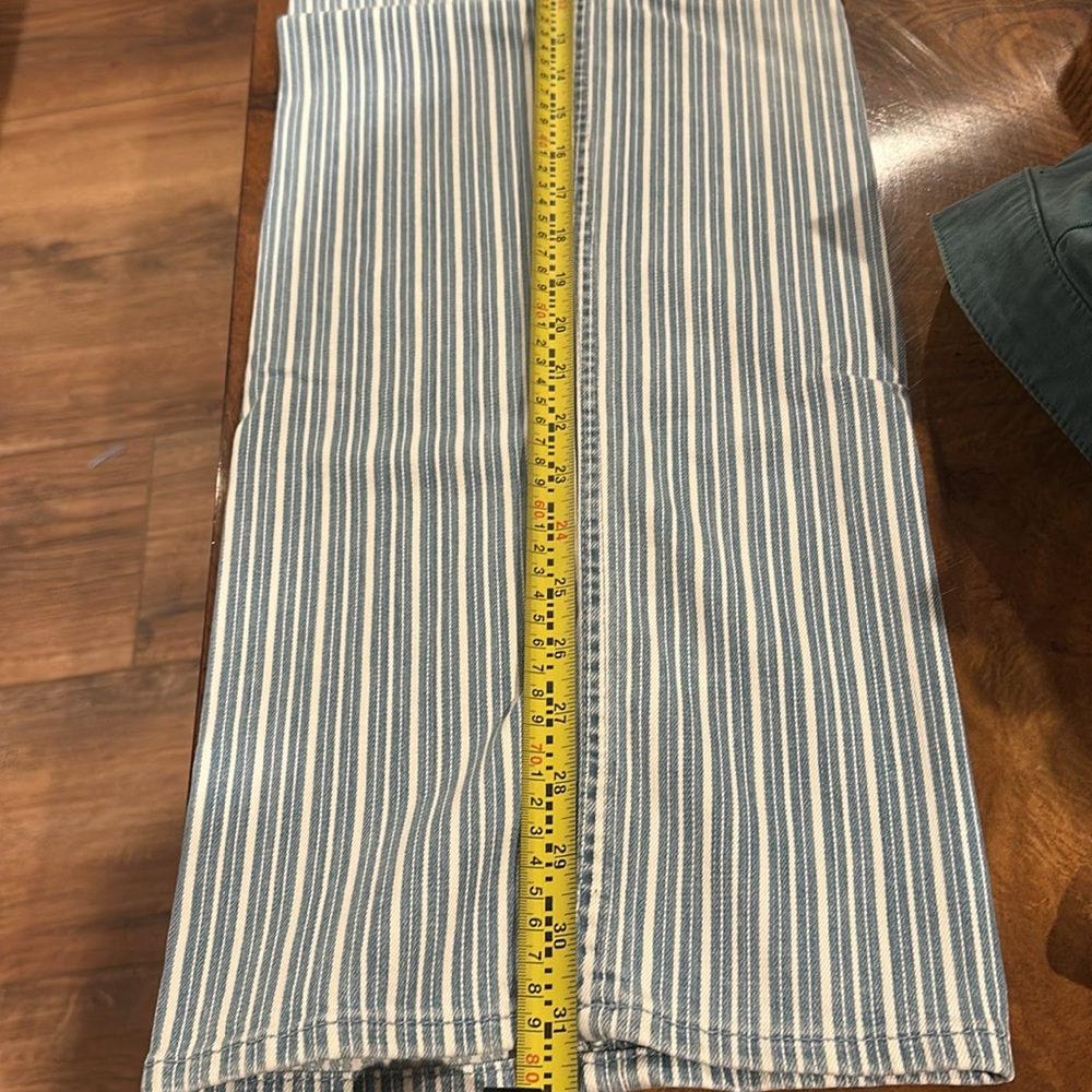 MOTHER Women's High Rise Jeans in Blue and White Stripes - Picture 12 of 12